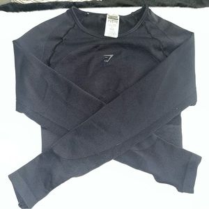 Gymshark Black Crop Fitted Long Sleeve Hoodie